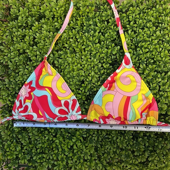 💥 Orange Multicolor Triangle Bikini Top | Size Large - Picture 4 of 5